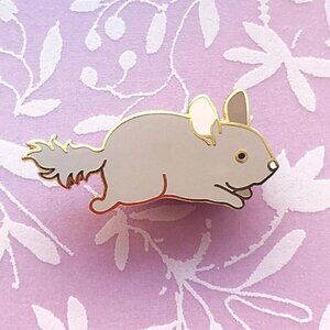 Chibi Pet Chinchilla Enamel Pin - Gold‎ Plated Animal Jewelry & Brooch